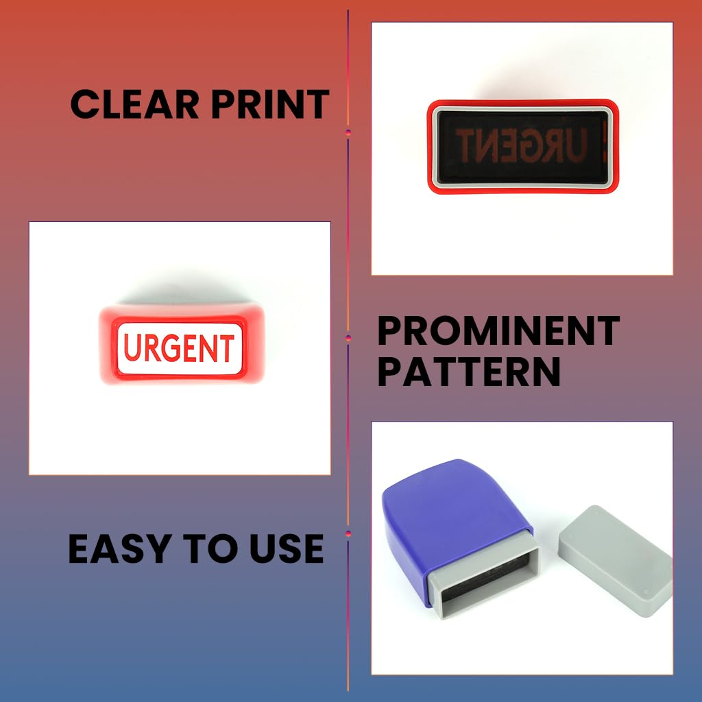 HASTHIP® 8PCS Self-Inking Office Stamps Set,Business Rubber Stamps in Red & Blue Ink,Paid Copy Scanned Faxed Approved Completed Message Work with Storage Tray Multicolor for Documents & Office