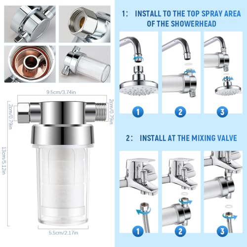HASTHIP® Shower Water Filter Composite PP Cotton Water Softer Filter Multi Filtration Shower Head Universal External