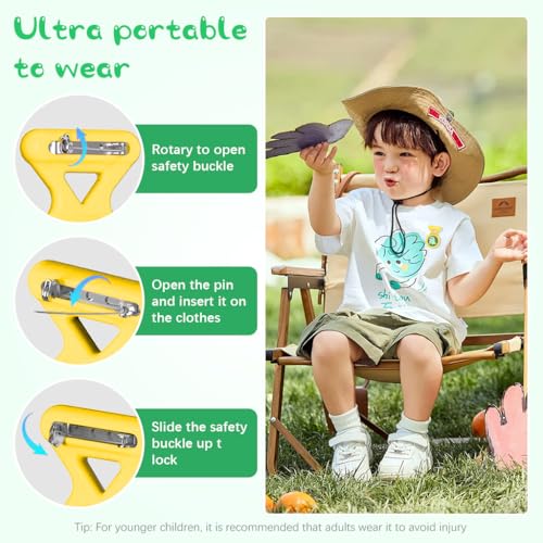 HASTHIP® Waterproof AirTag Holder Cartoon Dino Yellow Brooch Pin AirTag Holder Silicone Waterproof AirTag Holder Anti-lost Brooch Pin AirTag Holder for Kids, Luggage, Bag, Backpack