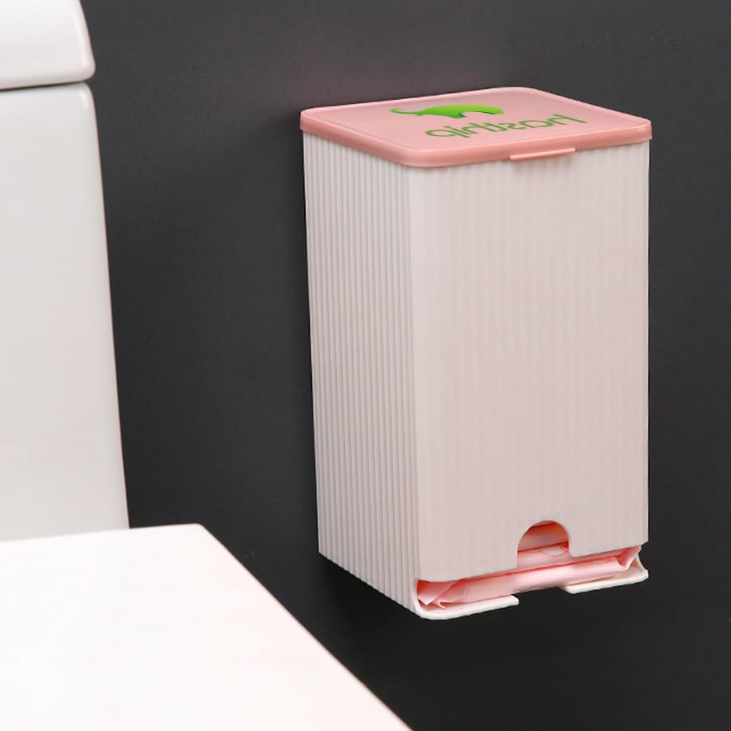 HASTHIP Sanitary Pads Dispenser for Bathrooms with Sliding Cover Refill and Waterproof PP Box | Holds 25-30 Pads 11.5×11.5×19.5cm