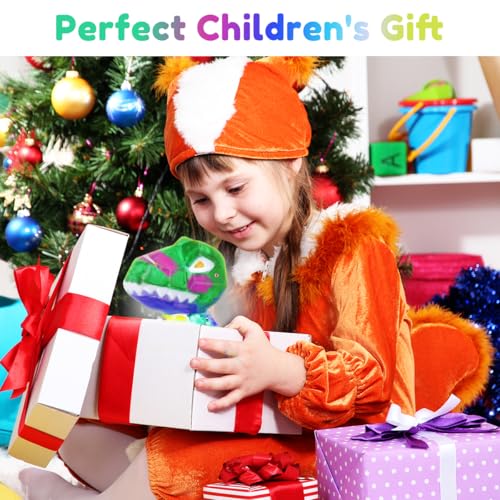 HASTHIP® 4.3 Inch Glowing Dinosaur Painting Kit for Kids, DIY Art Craft Set with 12 Colors, 2 Brushes, Creative Birthday Gift for Early Learning and Kindergarten