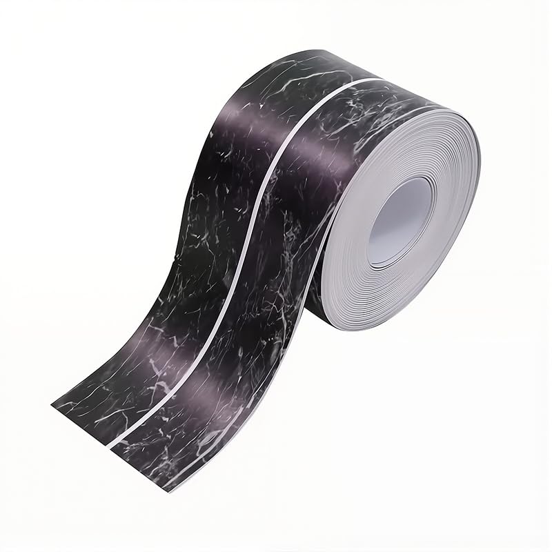 HASTHIP Waterproof PVC Trim Tape for Kitchen and Bathroom 3.2 Meter | Self-Adhesive Black Marble Edge
