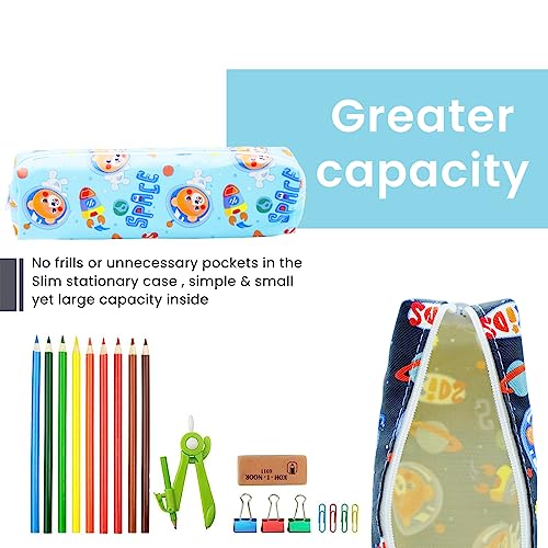 HASTHIP® 6pcs Girls Pencil Pouch Set - Large Capacity Colorful Space Bear Print Pen Case with Zipper