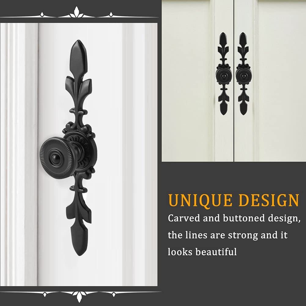 Pack of 4 Vintage Style Pull Handle Door Knob Back Plate, Door Knob with Screw for Home, Furniture, Drawer, Cabinet, Dresser, Closet