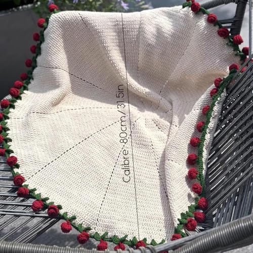 HASTHIP® DIY Crochet Rose Flower Blanket Material Kit 80cm Dia Round DIY Crochet Kit Couch Blankets Romantic Rose Blanket for Home Decor Gift Items for Women