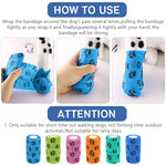 HASTHIP® 6Pcs Pet Bandage Wrap for Dogs and Cats, Self Adhesive Non-Woven Elastic Paw Print Bandages, Breathable Lick Proof Recovery Tape for Pet Wounds (10x5.4cm, Total 4.5M)