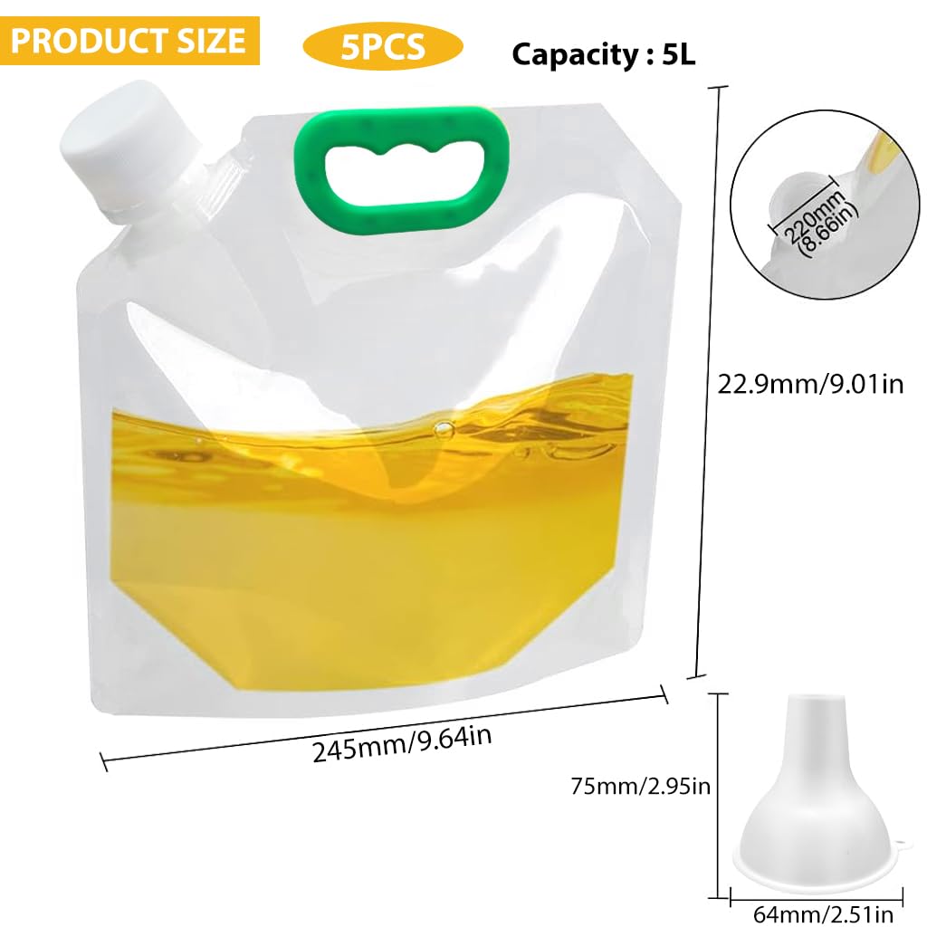HASTHIP Cereal Storage Bags 5 Pack for Rice and Grains with 1.5L Screw Cap Seal | Food Grade PP