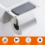 HASTHIP Toilet Paper Roll Holder for Bathroom with Storage Shelf featuring Splashproof Guard Design