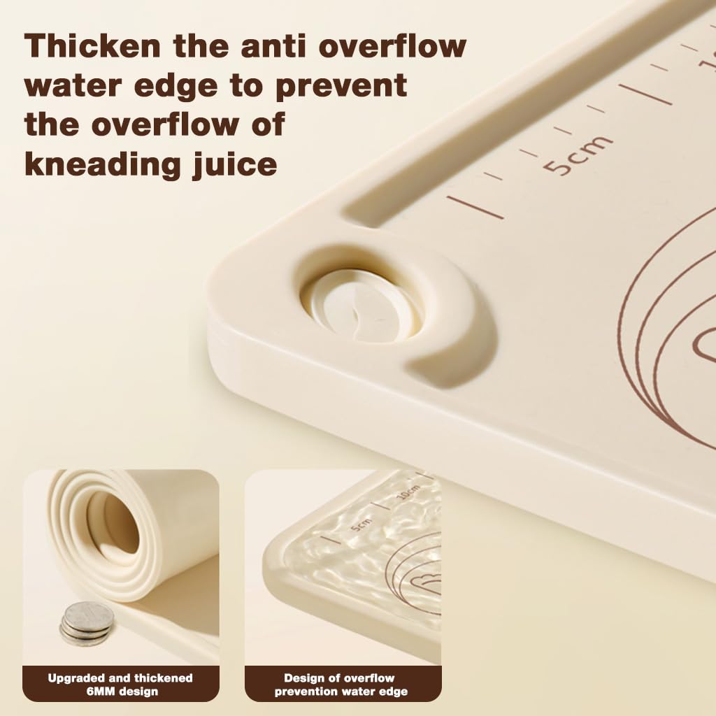 HASTHIP Silicone Baking Mat for Pastry and Chapati 15.7x19.7 in with Raised Edges & Guides