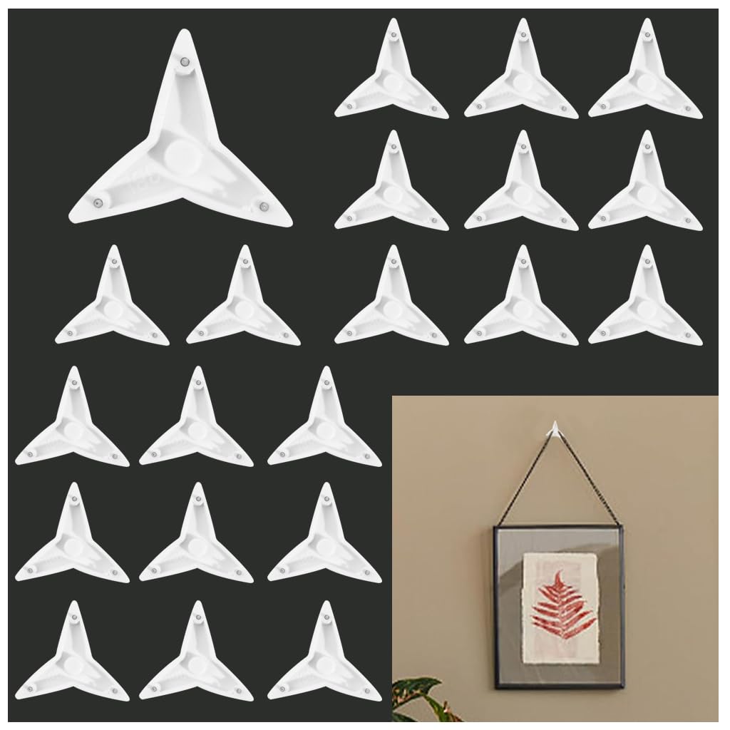 HASTHIP Wall Hooks for Photo Frames and Keys with Triangular Push Nail Design 40pcs White