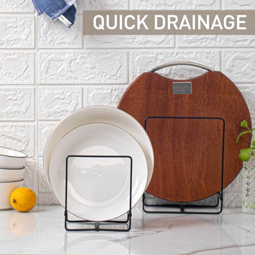 HASTHIP® 2 Pack Plate Stand Kitchen Organizer, Minimalist Dish Rack Countertop, Pot Lid Holder, Utensil Storage Rack, Space-Saving Plate Holder for Kitchen Cabinet and Sink