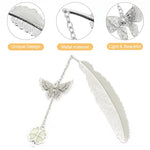 HASTHIP Metal Feather Bookmark for Books with Glow in the Dark Butterfly | 11.5 cm Zinc Alloy Gift