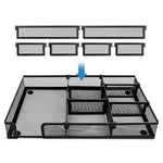 HASTHIP® Drawer Organizer, Metal Mesh Desk Drawer Dividers with 6 Adjustable Compartments, Desk Drawer Organizer Trays Universal Storage Organizer Tray for Office, Kitchen, Bathroom, Makeup, Vanity