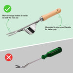 HASTHIP Gardening Weeder Tool for Multipurpose Use with 12.6 in Curved Hoe and Wooden Handle