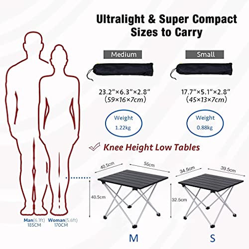 HASTHIP® Camping Table Foldable Table 39.5*34.5cm Aluminum Top for Outdoor Cooking, Hiking, Travel, Picnic, Sturdy Constructed Camping Table with Storage Bag