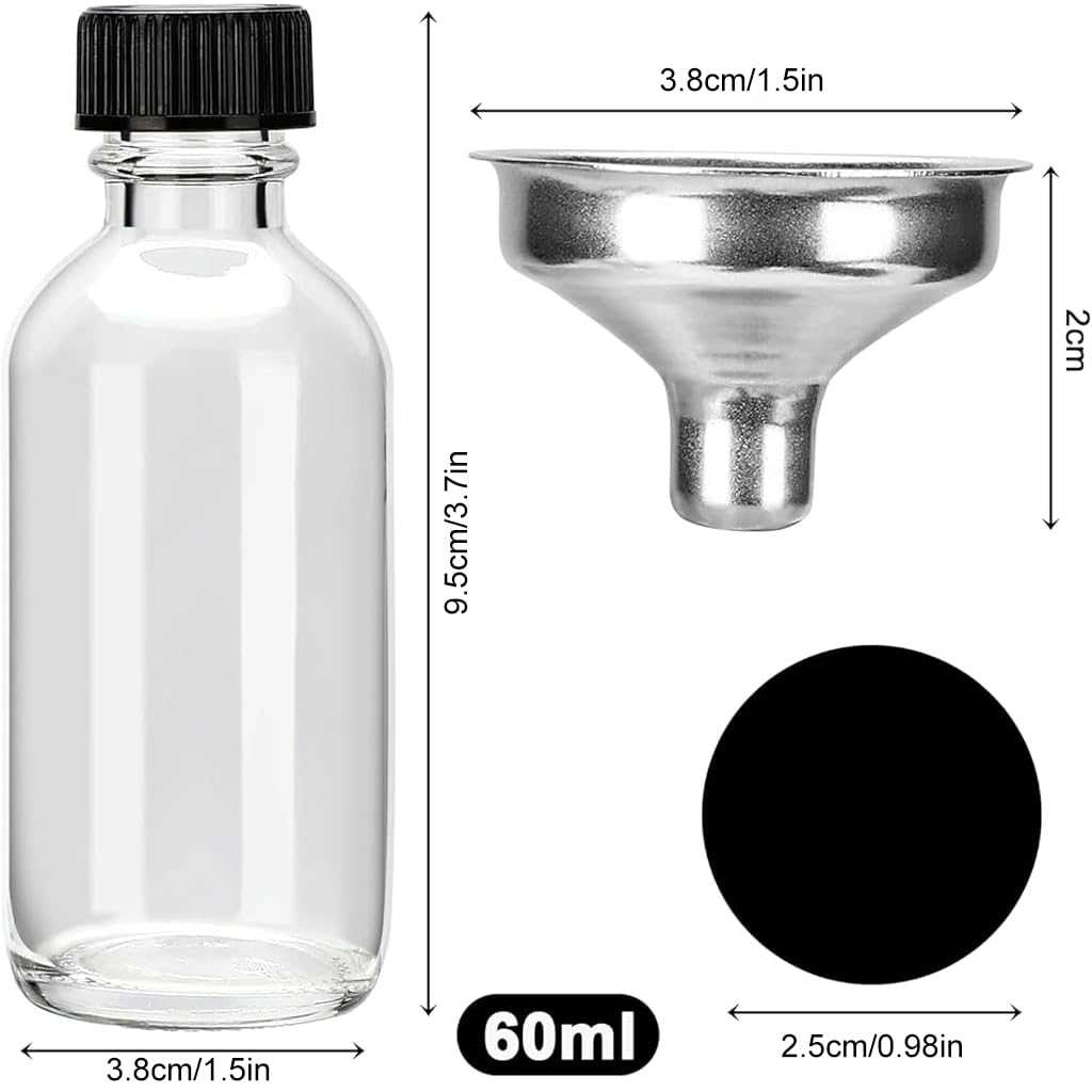 HASTHIP Small Glass Bottles Set for Juice and Drinks with Leak Proof Lids and Funnels | 24PCS 60ml Reusable Containers