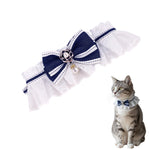 HASTHIP® Pet Lace Bib Collar with Bow,Adjustable Breakaway Cat Collar for Kitten Puppy Small Dog,Soft Velvet Decorative Bowtie with Bell and Safety Buckle Reflective Cute Cat