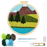 HASTHIP® DIY Tufting Art Kit 20x20CM Punch Needle Embroidery Kit for Beginners,Forest Animal Design,Complete Craft Set with Hoop Embroidery Needles Yarn Easy Needlepoint Starter Gift for Kids & Adults