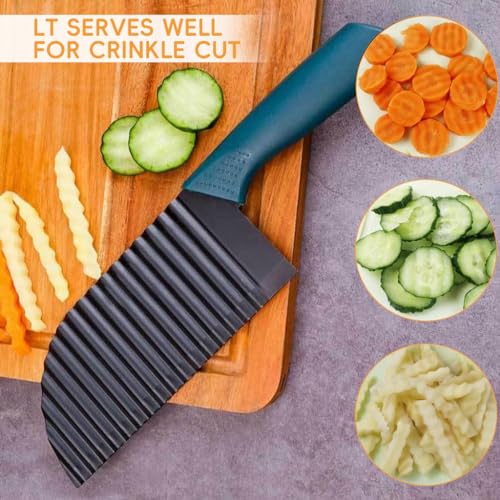 HASTHIP® 1pcs Stainless Steel Potato Cutter, Crinkle Cut Knife Choppers French Fries Chips Chopping Knives Chopping Knife Carrot Vegetable Salad Waves Cutting