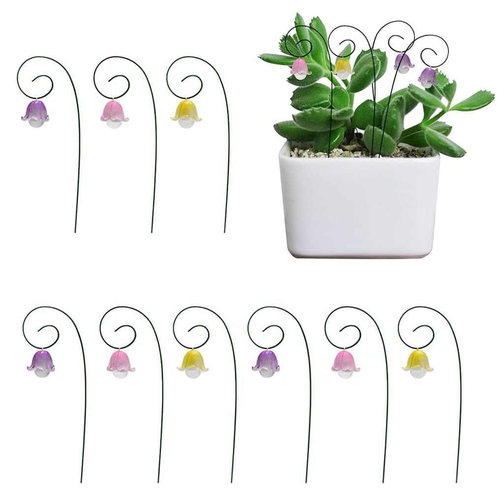 HASTHIP® Resin Garden Decors Set of 9 Pcs Lily of the Valley Garden Decoration DIY Assembly Flower Pot Decoration Insert-in Flower Decoration Outdoor Lawn Decorations Home Decorations