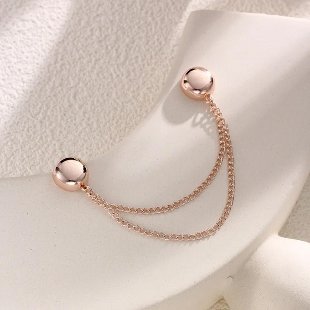 HASTHIP® 4Pcs Magnetic Clothing Clip, Metal Pinless Brooch Clothes Hijab Magnets Chain, Magnetic Cuff Holder, Multi-Purpose Pant Buttons Clips for Shirts, Blazer, Trousers (4 Colors)