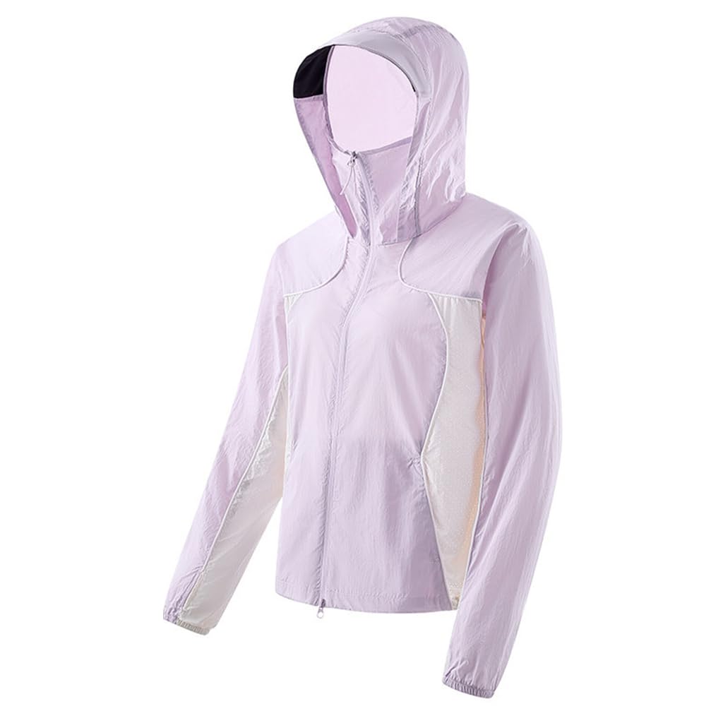 HASTHIP® Women's Lightweight Athletic Jacket Sun Protection Full Zip Long Sleeve Shirts Workout Track Jackets with Pocket-Mauve-M