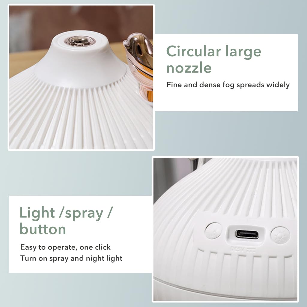 HASTHIP Mini Air Humidifier for Home and Office with 300ml Tank & Ultrasonic Mist | Warm LED Light