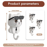 HASTHIP Cat Wall Hooks for Kitchen and Bathroom with Curved Tail Design | 3Pcs White PVC Set
