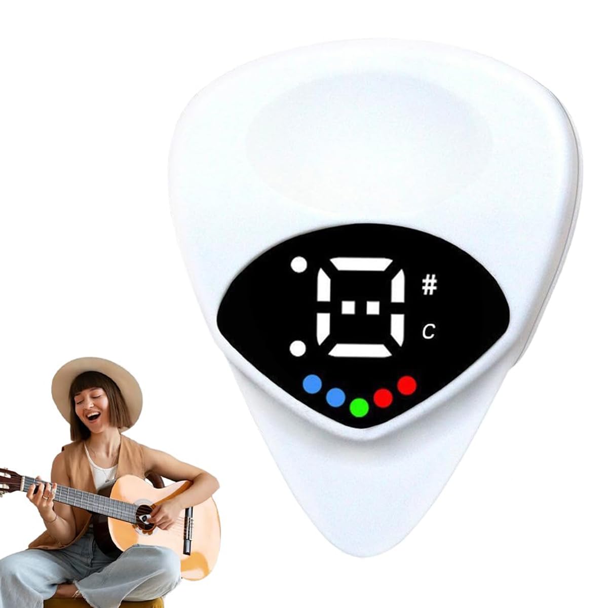HASTHIP Chromatic Tuner for Guitar featuring 2 in 1 Pick Design and Light Indicator | Universal for String Instruments