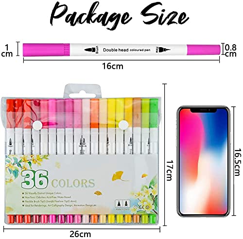 HASTHIP Fineliner Pen Set for Coloring and Calligraphy featuring 0.4 mm Tips & 36 Colors | Water-Based Non-Toxic Ink