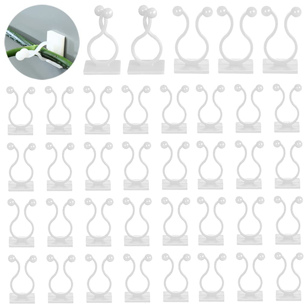 HASTHIP Plant Climbing Wall Fixture Clips with Twist Lock Design 50 Pcs | White ABS Hooks for Home and Garden