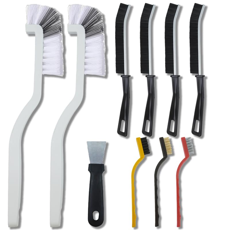 HASTHIP Gap Cleaning Brush Set for Kitchen and Bathroom with 11pcs Curved and Grout Brushes