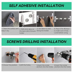 HASTHIP® Broom Holder Wall Mounted, Stainless Steel Mop and Broom Organizer with 3 Racks & 4 Hooks, Heavy Duty Wall Storage for Kitchen Bathroom Garage Garden Laundry Room