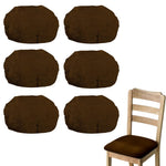 HASTHIP Dining Chair Covers for 14–18 in Seats with Elastic Edge in Retro Brown Velvet | Pack of 6