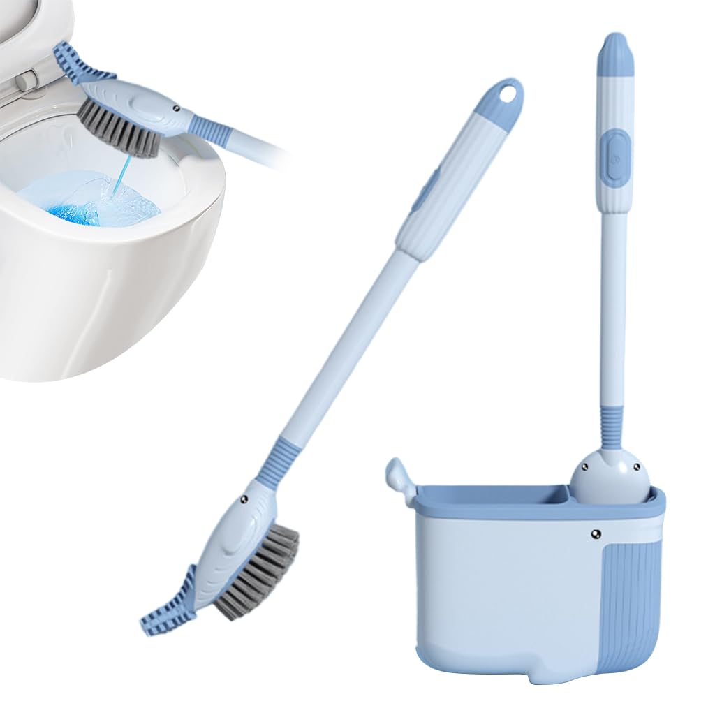 HASTHIP Toilet Brush for Bathroom Cleaning with Dual Sided Bristles and Ergonomic Handle | White