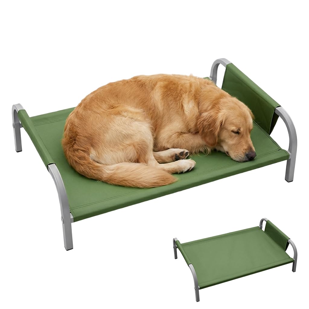 HASTHIP® Elevated Pet Bed XL, Durable Raised Dog Cot for Large Dogs, Breathable Mesh Outdoor Pet Lounger, Portable Cooling Dog Bed for Indoor & Outdoor Use