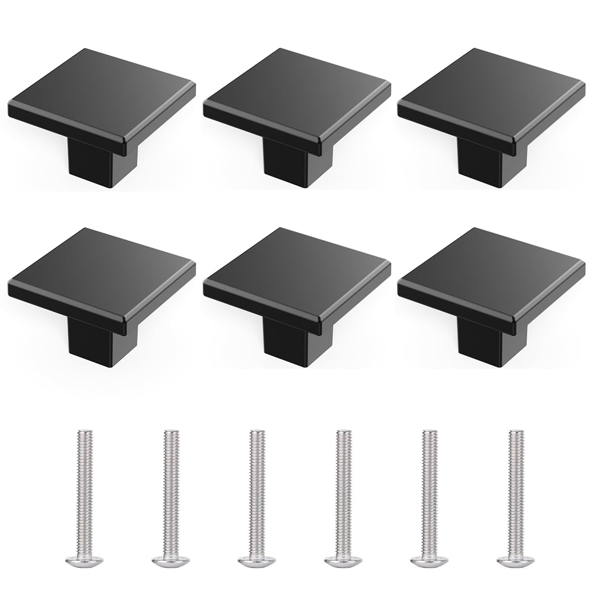 HASTHIP Drawer Pulls for Cabinets and Drawers with 1.26 in Square Ergonomic Grip | Black Aluminum Alloy Handles