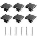 HASTHIP Drawer Pulls for Cabinets and Drawers with 1.26 in Square Ergonomic Grip | Black Aluminum Alloy Handles