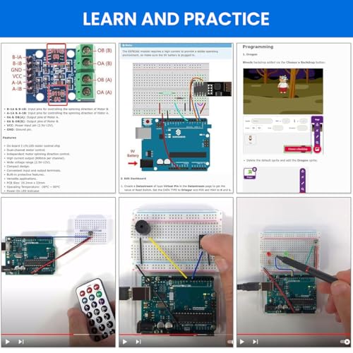 HASTHIP® Electronic Circuits Starter Kit for UNO R3 Board Microcontroller Learning, with Blinking LEDs Jumper Wire Button UNO Microcontroller Board for Beginners Electronic Circuits Learning
