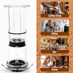 HASTHIP® Press Coffee Maker 4 Stage Brewing Easy Press Coffee Brewing Pot Heat Resistant Food Grade PP Manual Press Detachable Design Portable Coffee Maker for Travel, Camping, Grey