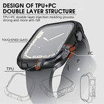 HASTHIP® Hard PC Cover Compatible withApple Watch Series 7, Hard Case 41mm Case withTempered Glass Screen Protector, Full Coverage, Touch Sensitive, Ultra-Thin HD Bumper Protective Cover(Black)
