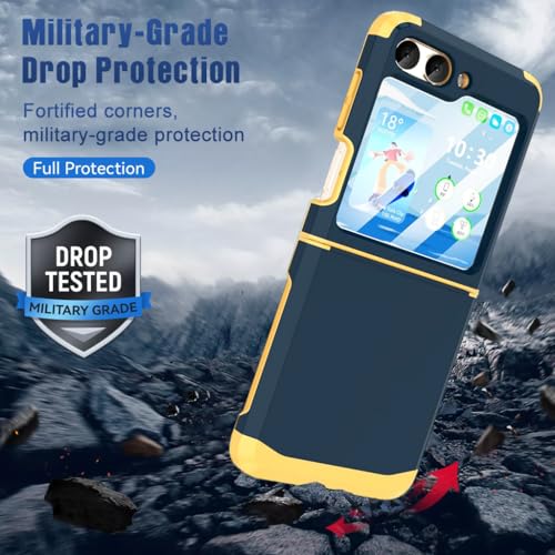 HASTHIP® Phone Case for Samsung Galaxy Z Flip 6 TPU Phone Case with 3.4 inches External Screen Cover Fashion Constrast Color TPU One-piece Hinged Phone Case for Samsung Galaxy Z Flip 6