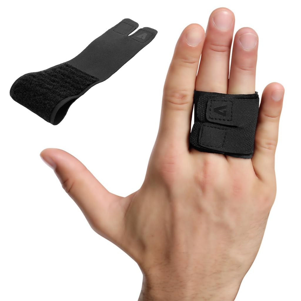 HASTHIP® Férula para Dedos Ajustable,Soporte Doble para Alivio del Dolor,Corrección de Dedo en Gatillo Protector Deportivo Jugadores de Baloncesto y Vóleibol Fracturas y Lesiones (L)