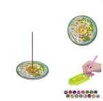 HASTHIP® DIY Daisy Flower Diamond Painting Ashtray with Lotus-Shaped Metal Incense Stick Holder DIY Handmade Diamond Art Ash Tray Home Decor Gift, with Diamond Pack, Pick Up Tool & Dispensing Tray