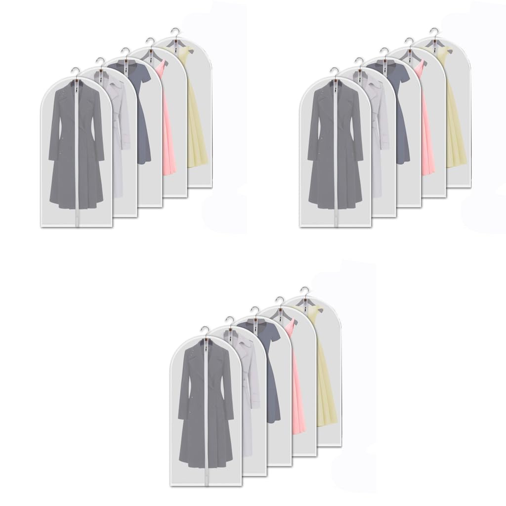 HASTHIP garment bags for clothes storage featuring full zipper clear plastic cover 55 in | 5 pack