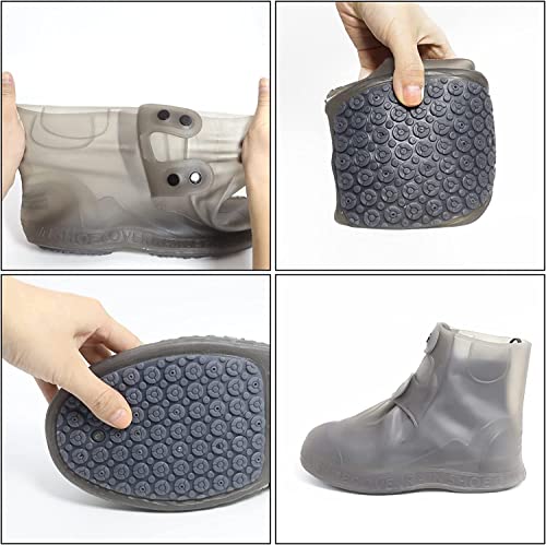 HASTHIP® Silicone Rain Shoe Cover for Rain Waterproof Shoe Cover for Kids Men Women with Double-Breasted, Anti-Slip TPE Sole Wear-resistant Reusable Shoes Protector for Rainy Season (for Size 5.5-7.5)