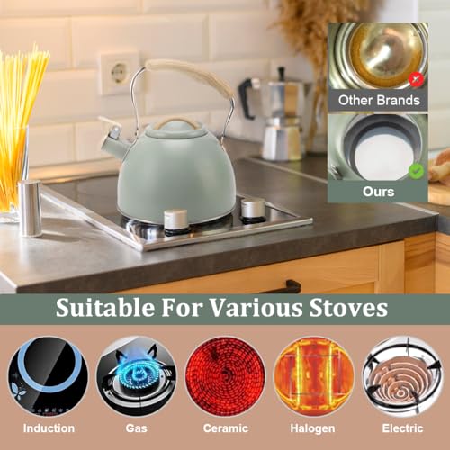 HASTHIP® 3L Stainless Steel Tea Kettle, Whistling Hot Water Pot for Stove and Induction, Anti-Scald Handle, Coffee & Tea Maker for Kitchen, Camping, RV
