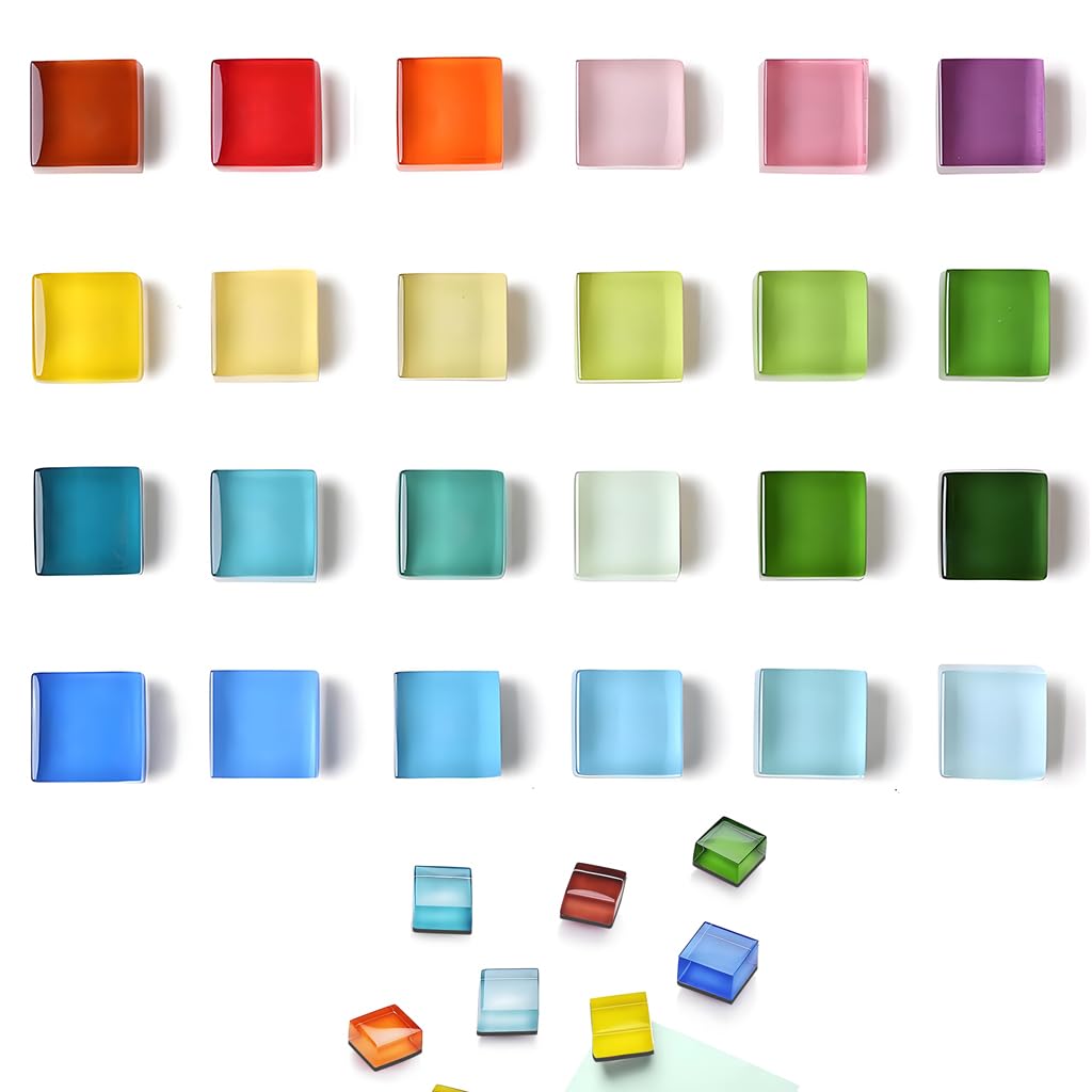 HASTHIP Fridge Magnets for Refrigerator and Whiteboard with 24pcs 1.5cm Glass Mosaic Blocks | Colorful Home Décor