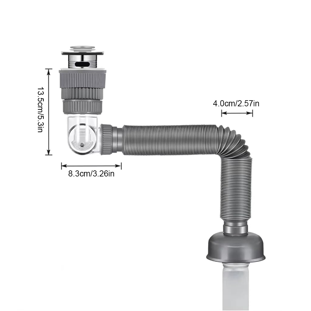 HASTHIP Sink Drain Pipe for Bathroom with 42–96cm Adjustable Length & Flexible Design | Stainless Steel Pop-Up Valve