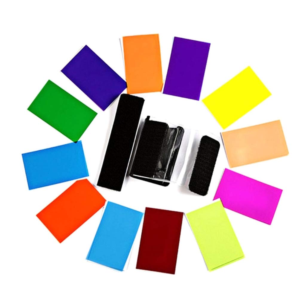 HASTHIP Flash Color Gel Filter Set for Canon Nikon Yongnuo | 12pcs with Velcro Holder